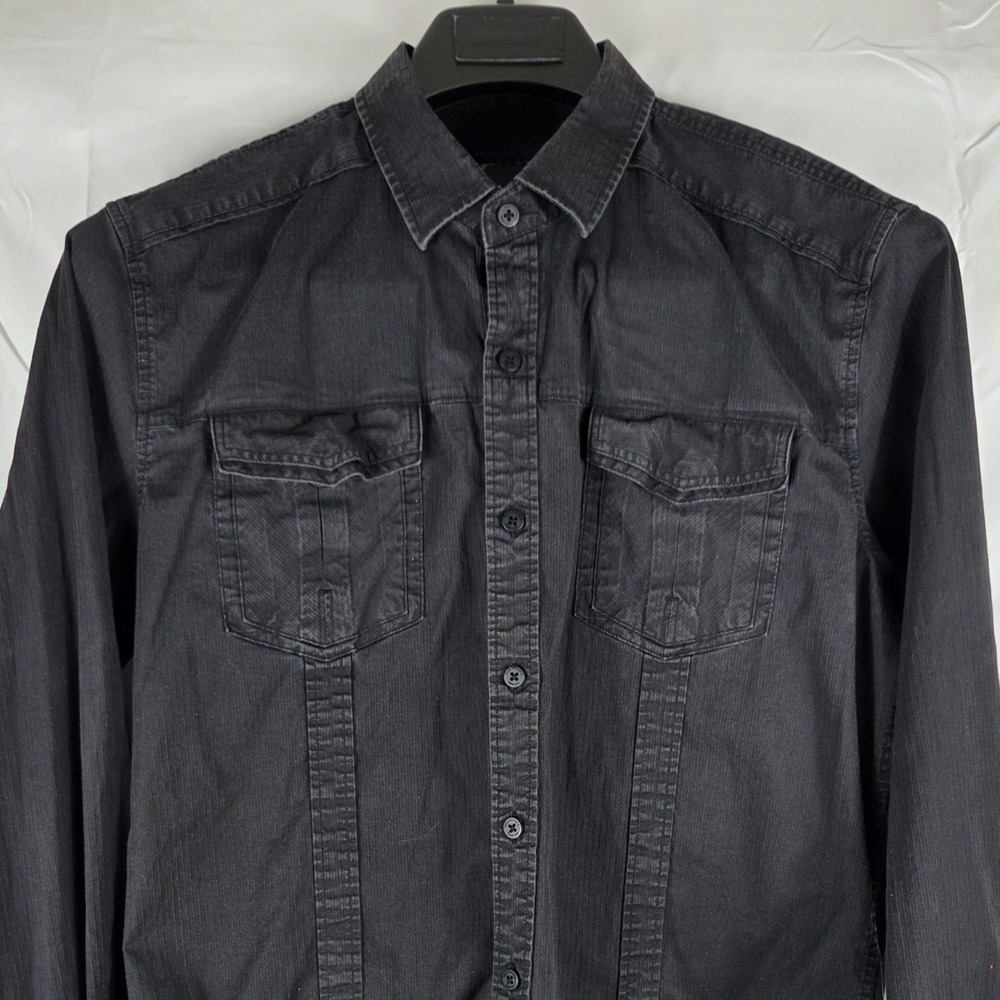 7 Diamonds Hall of Fame Mens Large Black Textured Button Up Shirt